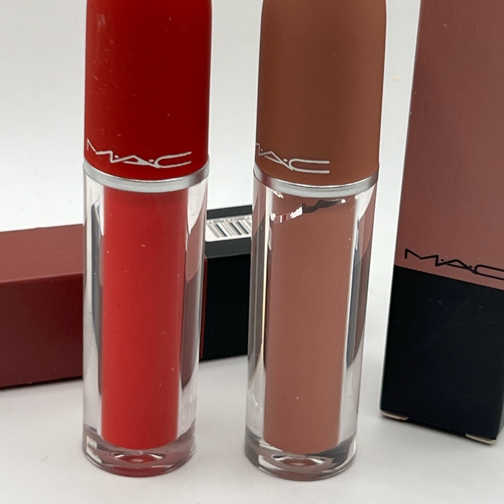Mac lipstick liquid matte twig and Ruby Woo